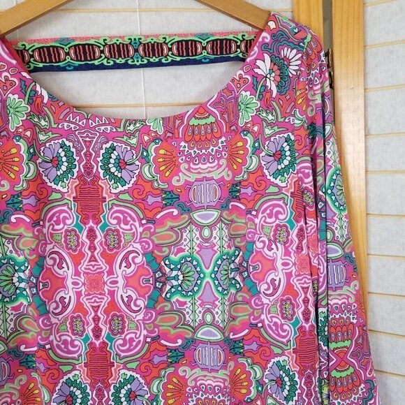 Laundry by Shelli Segal Calypso Shift Dress Colorful Bright 3/4 Sleeves Size L - Picture 8 of 14